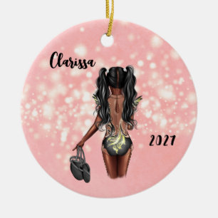 Cerâmica Ornamento de dança para Crianças Negras Personaliz