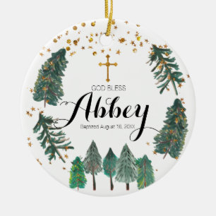 Cerâmica Ornamento de Deus abençoe de Batismo de Natal