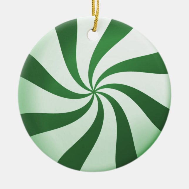 Cerâmica Ornamento de Doces de menta-Pimenta Verde e Branca (Frente)