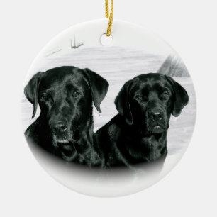 Cerâmica Ornamento de dois Black Labs