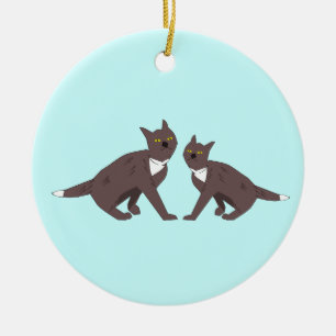 Cerâmica Ornamento de dois gatos