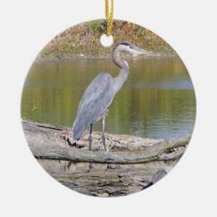Cerâmica Ornamento de dois lados de Blue Heron