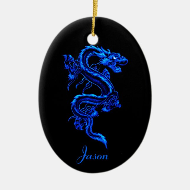 Cerâmica Ornamento de Dragão Azul (Frente)