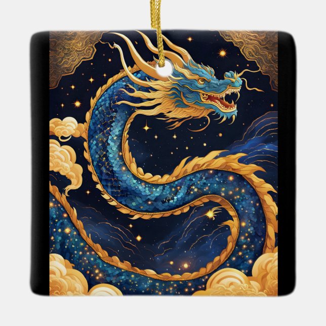 Cerâmica ornamento de dragão chinês (Frente)