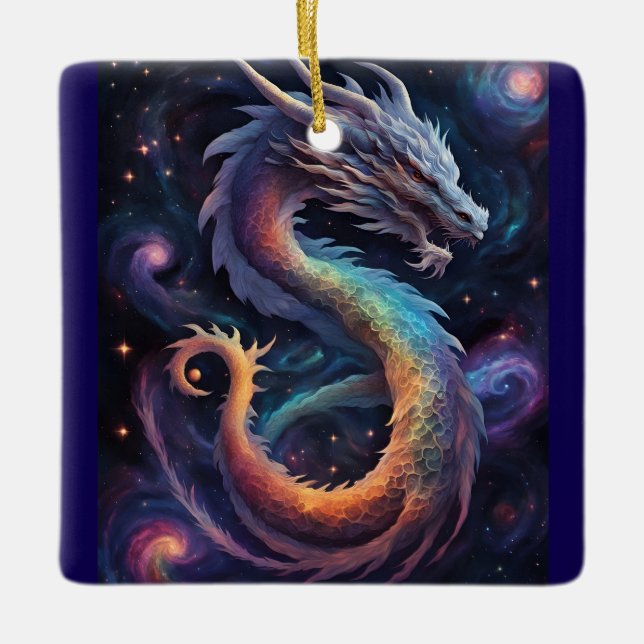 Cerâmica ornamento de dragão cósmico (Frente)