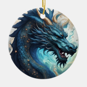 Cerâmica ornamento de dragão nas nuvens