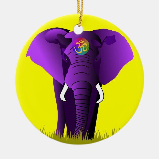 Cerâmica ornamento de elefante roxo (Frente)