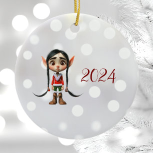 Cerâmica Ornamento de Elf de Natal da Manga Girl
