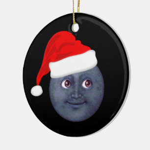 Cerâmica Ornamento de Emoji da lua do Natal