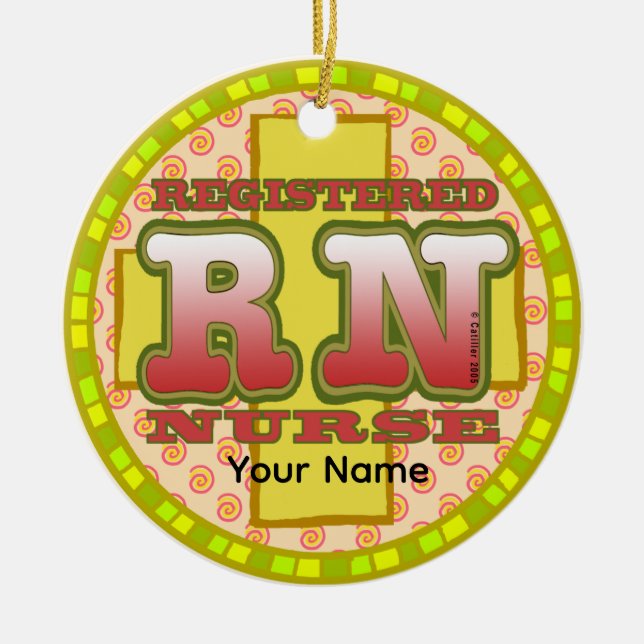 Cerâmica ornamento de Enfermeiro de RN personalizado (Frente)