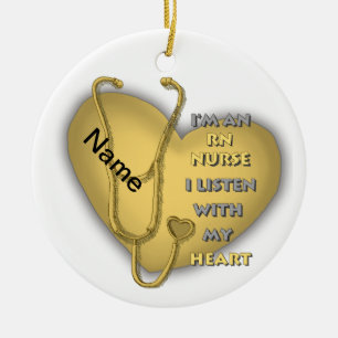 Cerâmica Ornamento de Enfermeiro RN personalizado do Coraçã