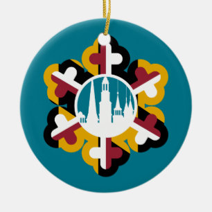 Cerâmica Ornamento de Espires Clustered Flag Snowflake Mary