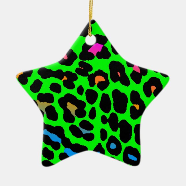 Cerâmica Ornamento de Estrela com Impressão de Leopardo Ret (Frente)