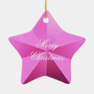 Cerâmica Ornamento de Estrela de Natal Rosa Personalizável