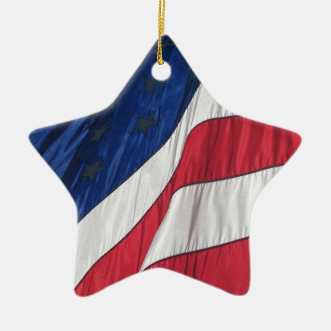 Cerâmica Ornamento de Estrela de Porcelana da Bandeira Amer (Frente)