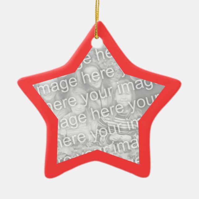 Cerâmica Ornamento de Estrela de Quadro Vermelho Coral (Frente)