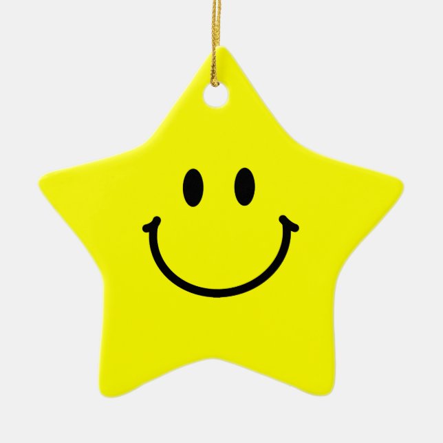 Cerâmica Ornamento de Estrela Feliz (Frente)