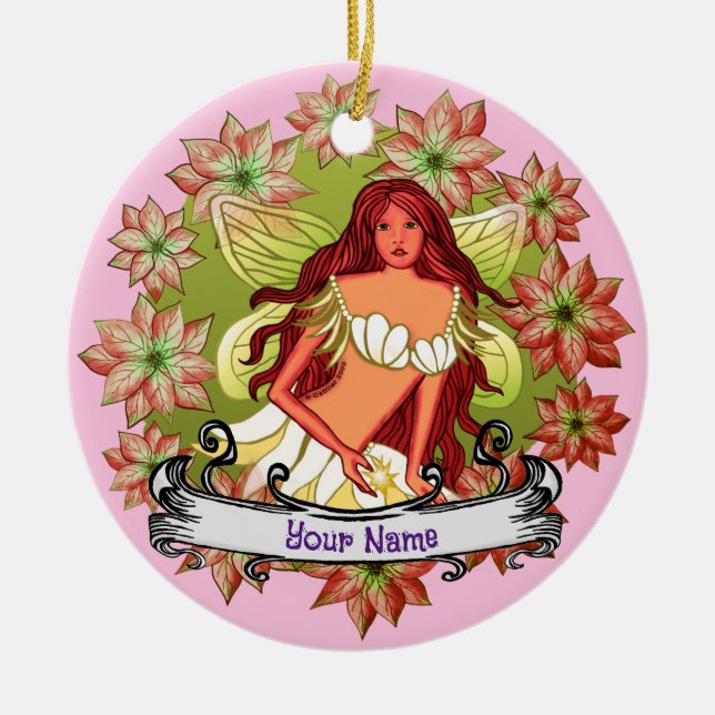 Cerâmica Ornamento de fadas de fadas de Natal (Frente)