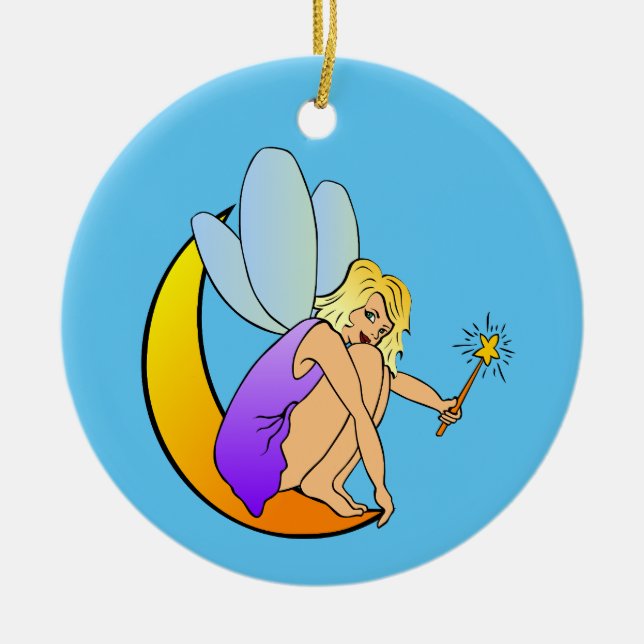 CERÂMICA ORNAMENTO DE FAIRY AZUL (Frente)