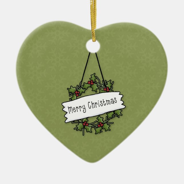 Cerâmica Ornamento de Fera de Natal Feliz (Frente)
