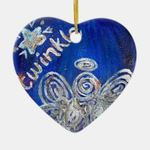 Cerâmica Ornamento de Feriado de Arte de Anjo Twinkle