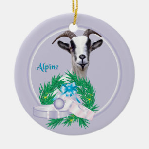Cerâmica Ornamento de Feriado de Cabra Alpina