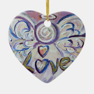 Cerâmica Ornamento de Feriados do Love Angel Word Art Gift