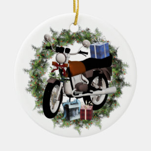 Cerâmica Ornamento de Feriados em Motociclo