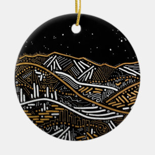 Cerâmica Ornamento de Feriados Noturno Paisagem