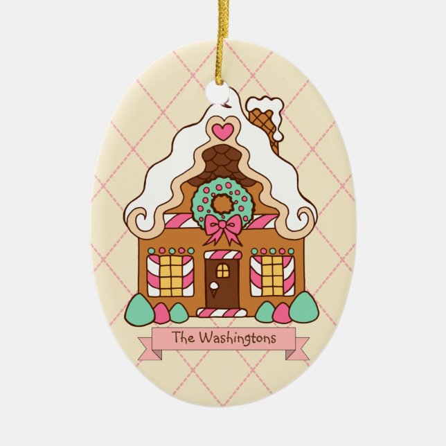 Cerâmica Ornamento de Feriados Personalizado de Gingercake  (Frente)