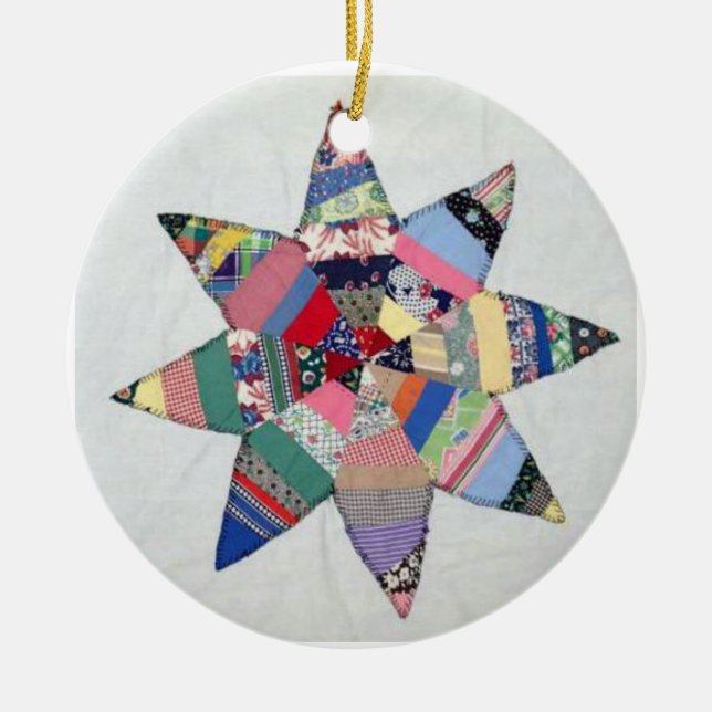 Cerâmica Ornamento de férias com colcha de estrelas (Frente)