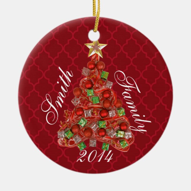 Cerâmica Ornamento de Férias de Árvore de Natal Personaliza (Frente)