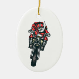 Cerâmica Ornamento de Férias de Motocicleta em Santa Claus