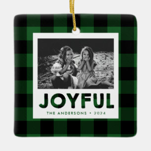 Cerâmica Ornamento de Férias de Xadrez Verde Joyful Buffal