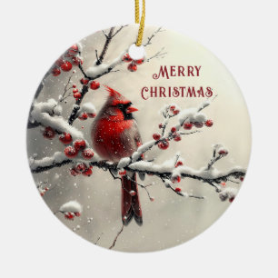 Cerâmica Ornamento de Férias do Cardeal Vermelho Natal