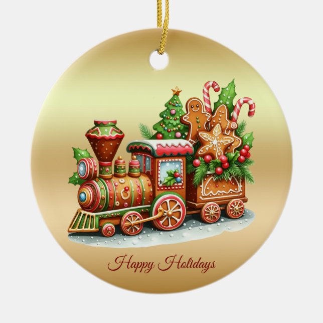 Cerâmica Ornamento de Férias do Comboio Gingerpão (Frente)