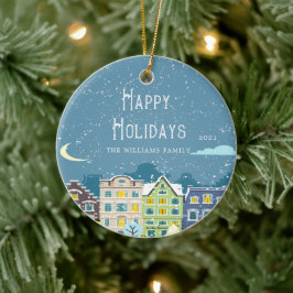 Cerâmica Ornamento de Férias no Dia da Neve na Casa de Nata