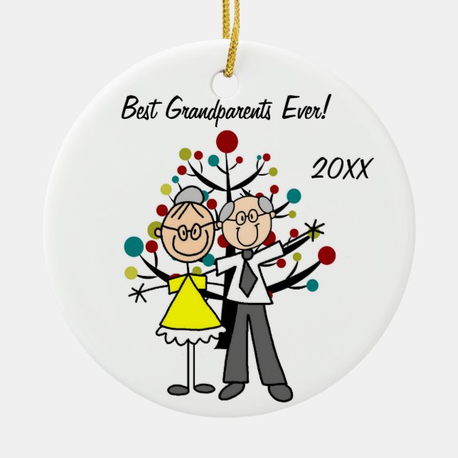 Cerâmica Ornamento de Férias Personalizadas para Avós (Frente)