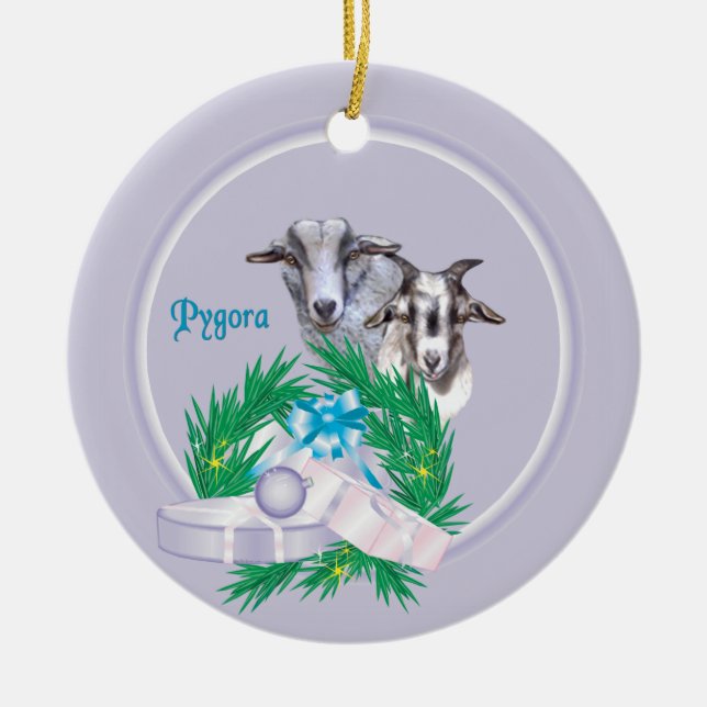Cerâmica Ornamento de Férias Pygora Goat Wreath (Frente)