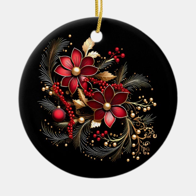 Cerâmica Ornamento de Férias Vermelhas Decorativas (Frente)