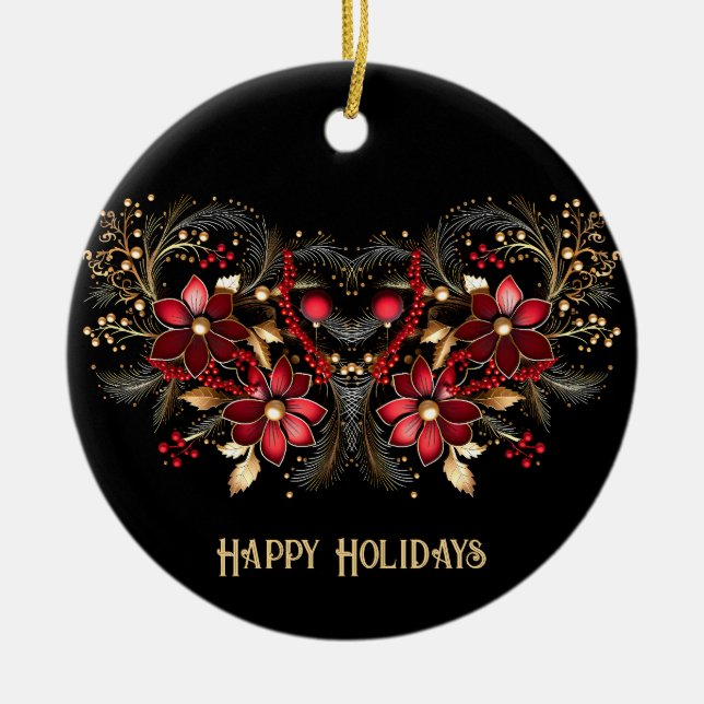 Cerâmica Ornamento de Férias Vermelhas Decorativas (Frente)