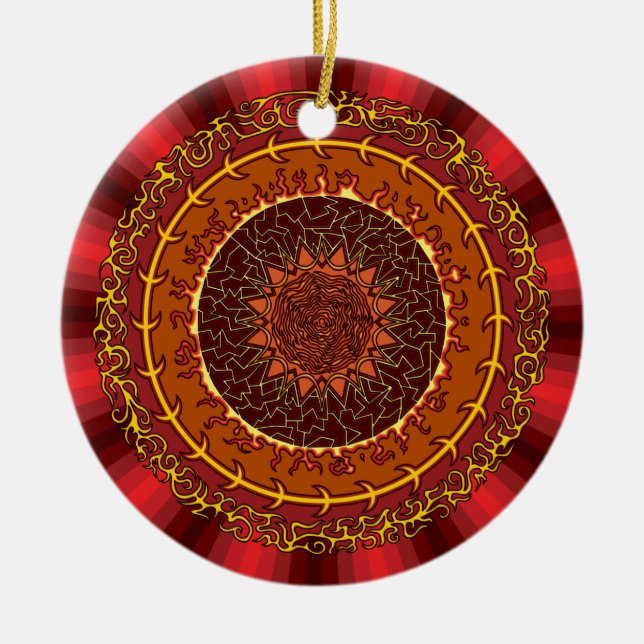 Cerâmica Ornamento de Fire Mandala (Frente)