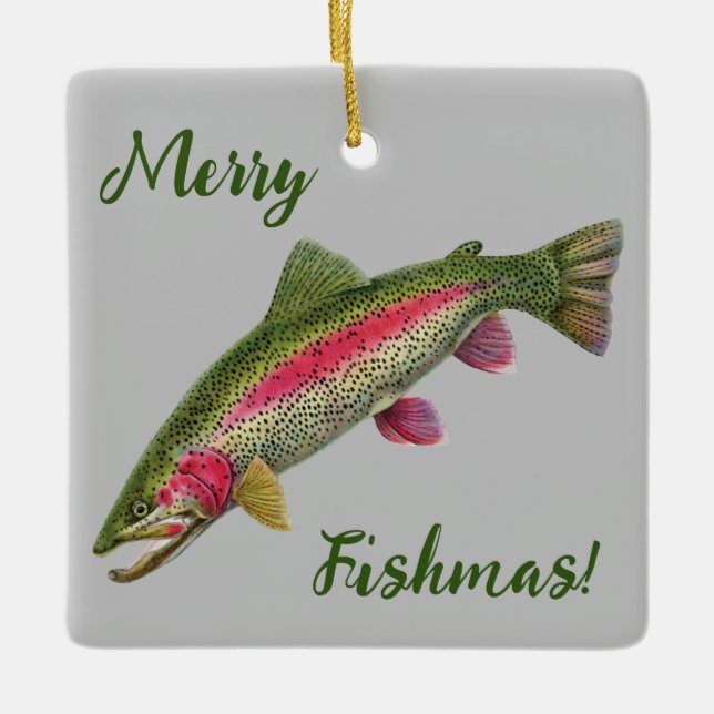 Cerâmica Ornamento de Fishmas Feliz Arco-Íris (Frente)