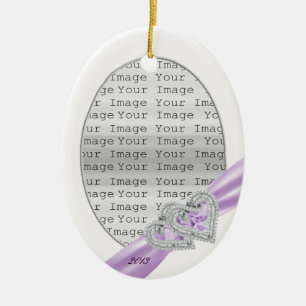 Cerâmica Ornamento de Fita de Lavanda de Corações Personali