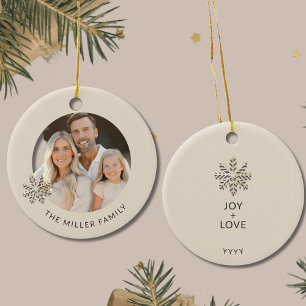 Cerâmica Ornamento de Floco de Neve de Foto Personalizado d