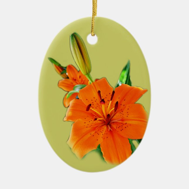 Cerâmica ornamento de flor de lírio dourado (Frente)