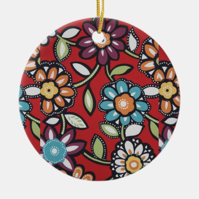 Cerâmica ornamento de flores pintadas à mão (Frente)