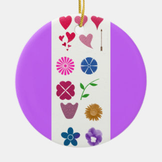 Cerâmica Ornamento de Flowers&Hearts