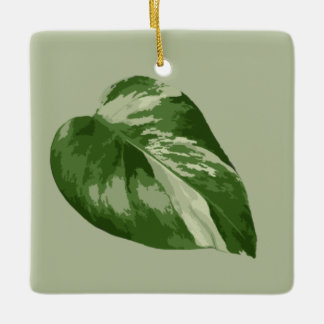 Cerâmica Ornamento de Folha de Monstera Variegada