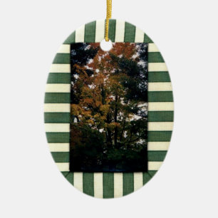 Cerâmica Ornamento de Folhas de Borda de Creme Verde Limpo